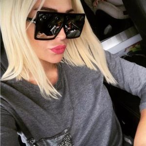 🕶 BLACK‎ SQUARE FLAT TOP SUNNIES-TRENDY-NEW
